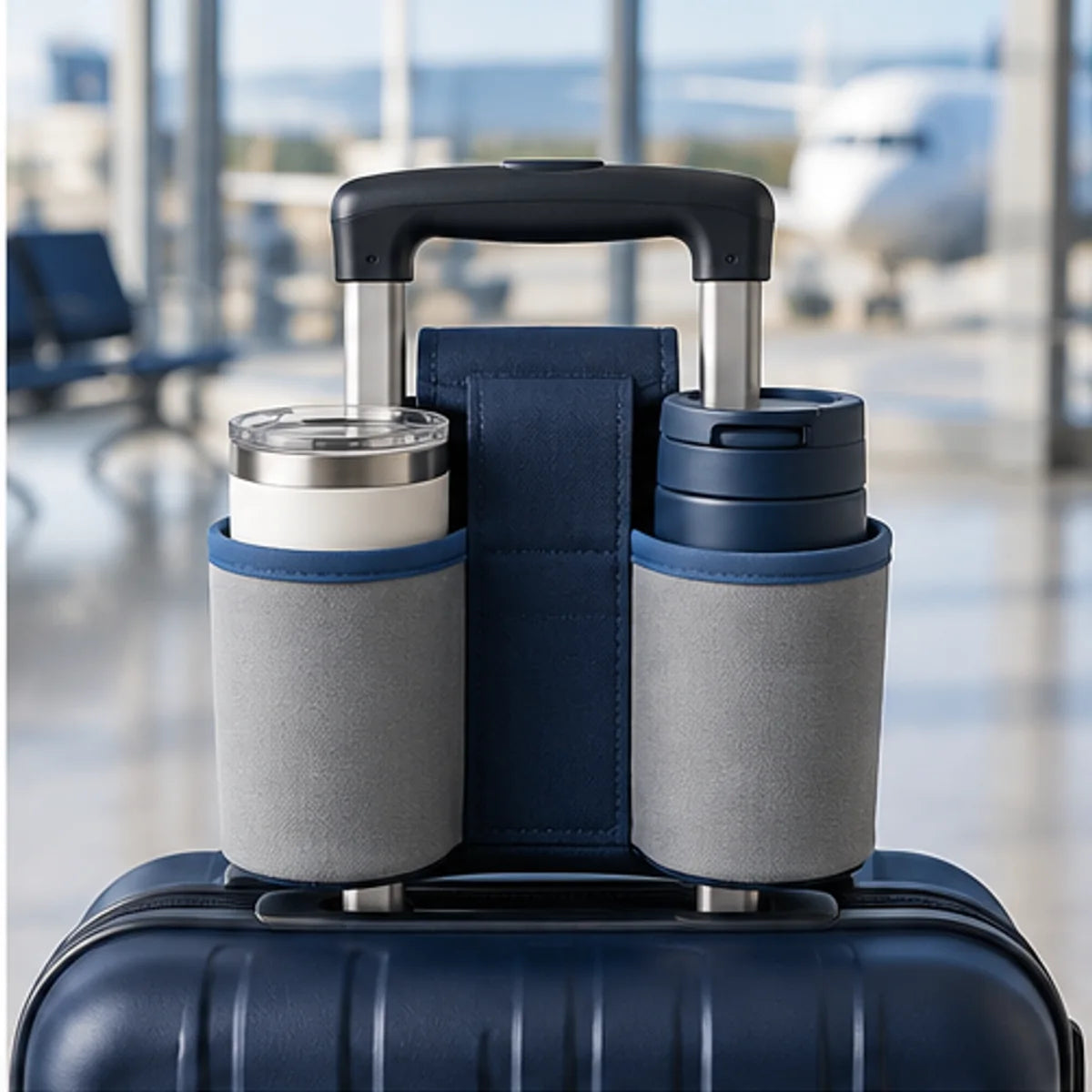 Luggage Cup Holder Sleeve — in use