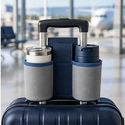 Luggage Cup Holder Sleeve — in use